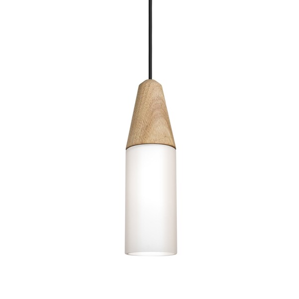 Besa Lighting Nini Cord Pendant, Natural/Opal, Black Finish, 1x40W Incandescent 1JT-NININA-BK - main